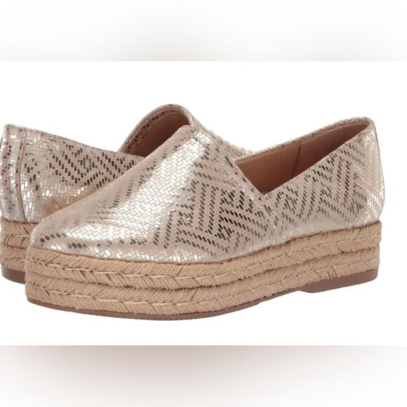 Naturalizer Thea 3 espadrille platform metallic gold shoes. Size 8.5 pre-loved - Picture 1 of 8